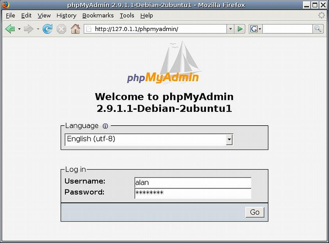 phpmyadmin default password