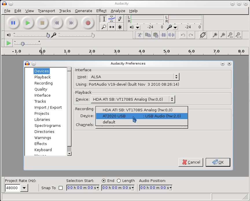 usb pnp audio device how add to audacity