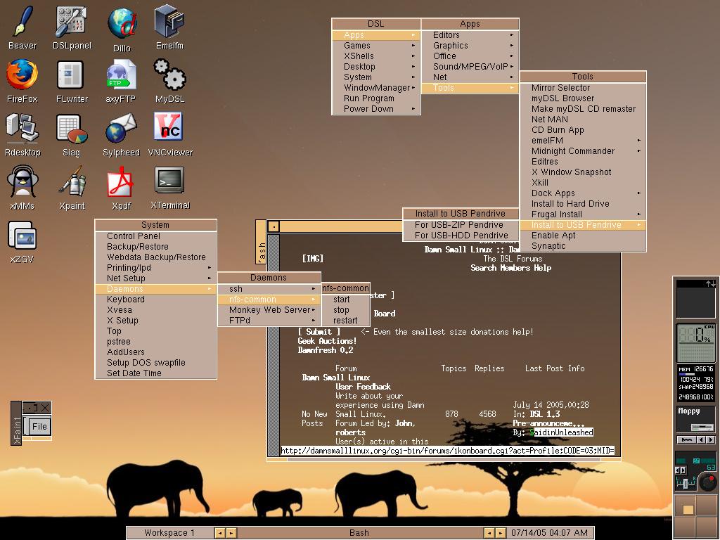 Figure 3: DSLinux is a 50 MB fully-graphical live GNU/Linux distribution