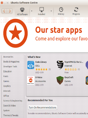 Ubuntu Software Center: proprietary and free software mixed in a confusing UI