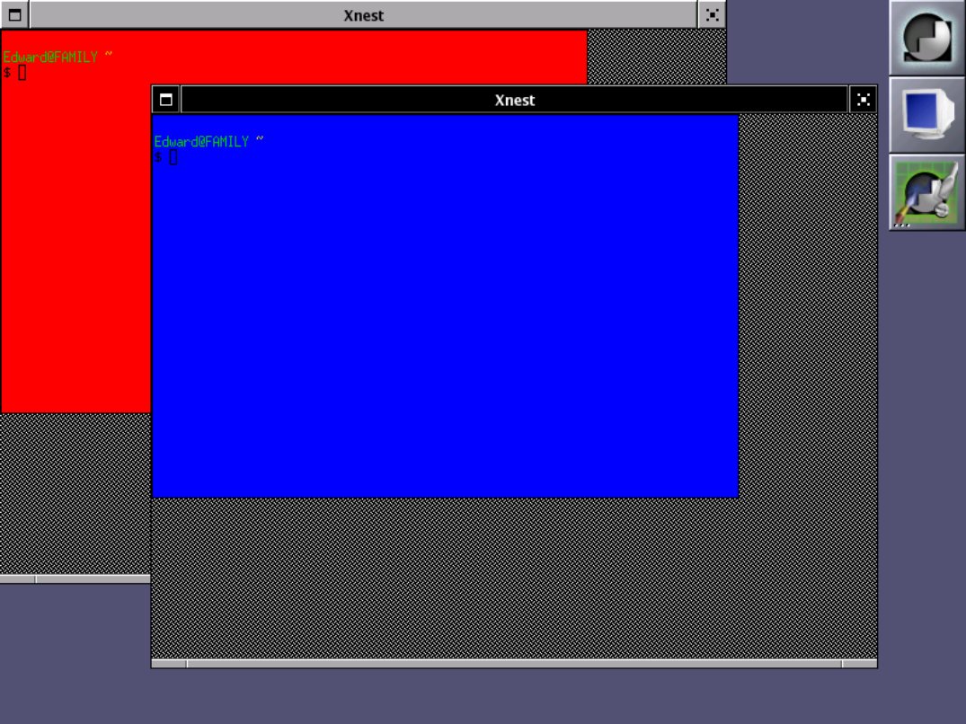 An Xnest session emulating an X-server with two screens